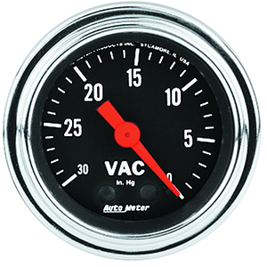 AutoMeter 2484 Traditional Chrome 2-1/16" Vacuum Gauge, 0-30in HG Mechanical