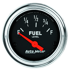 AutoMeter 2514 Traditional Chrome 2-1/16" Air-Core Fuel Level Gauge, 0-90 Ohms Electric