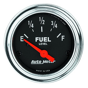 AutoMeter 2517 Traditional Chrome 2-1/16" Air-Core Fuel Level Gauge, 0-30 Ohms Electric