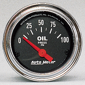 AutoMeter 2522 Traditional Chrome 2-1/16" Air-Core Oil Pressure Gauge, 0-100 PSI Electric