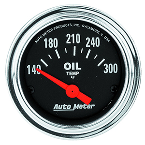 AutoMeter 2543 Traditional Chrome 2-1/16" Air-Core Oil Temperature Gauge, 140-300 F Electric