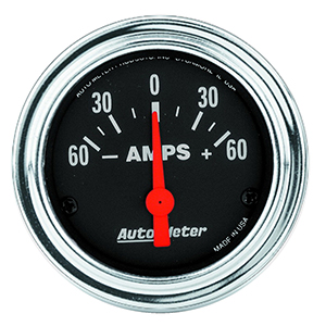 AutoMeter 2586 Traditional Chrome 2-1/16" Air-Core Ammeter Gauge, 60-0-60 AMPS Electric