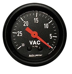AutoMeter 2610 Z-Series 2-1/16" Vacuum Gauge, 0-30in HG Mechanical