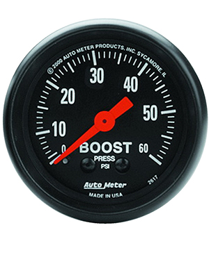 AutoMeter 2617 Z-Series 2-1/16" Boost Gauge, 0-60 PSI Mechanical