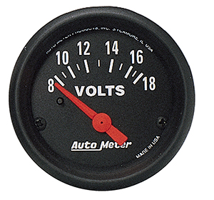 AutoMeter 2645 Z-Series 2-1/16" Air-Core Voltmeter Gauge, 8-18V Electric