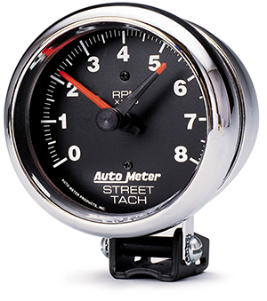 AutoMeter 2895 Traditional Chrome 3-3/4" Air-Core Pedestal Tachometer Gauge, 0-8,000  RPM Electric