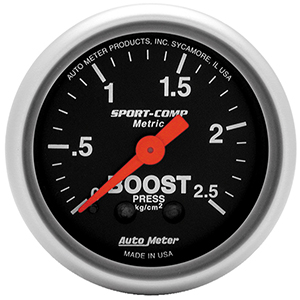 AutoMeter 3304-J Sport-Comp Mechanical 2-1/16" Boost / Vacuum Gauge, 2.5 KG / CM2