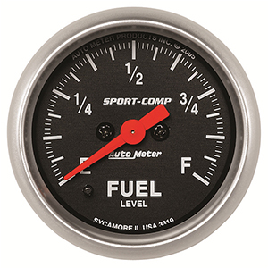 AutoMeter 3310 Sport-Comp Electrical 2-1/16" Fuel Level Gauge, Programmable 0-280 Ohms