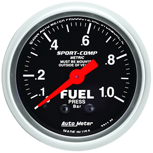 AutoMeter 3311-M Sport-Comp Mechanical 2-1/16" Fuel Pressure Gauge, 0-1.0 Bar