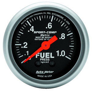 AutoMeter 3311-J Sport-Comp Mechanical 2-1/16" Fuel Pressure Gauge, 0-1.0 KG / CM2