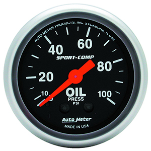 AutoMeter 3321 Sport-Comp Mechanical 2-1/16" Oil Pressure Gauge, 0-100 PSI