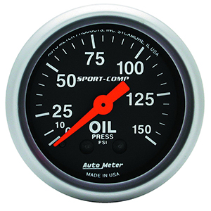 AutoMeter 3323 Sport-Comp Mechanical 2-1/16" Oil Pressure Gauge, 0-150 PSI
