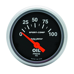AutoMeter 3327 Sport-Comp Electrical 2-1/16" Oil Pressure Gauge, 0-100 PSI