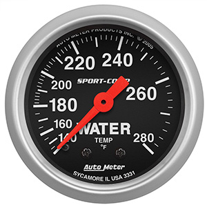 AutoMeter 3331 Sport-Comp Mechanical 2-1/16" Water Temperature Gauge, 140-280 F