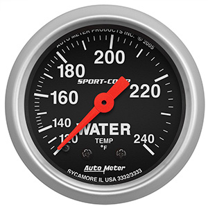 AutoMeter 3333 Sport-Comp Mechanical 2-1/16" Water Temperature Gauge, 120-240 F