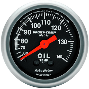 AutoMeter 3341-M Sport-Comp Mechanical 2-1/16" Oil Temperature Gauge, 60-140 C