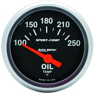 AutoMeter 3347 Sport-Comp Electrical 2-1/16" Oil Temperature Gauge, 100-250 F