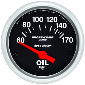 AutoMeter 3348-M Sport-Comp Electrical 2-1/16" Oil Temperature Gauge, 60-170 C
