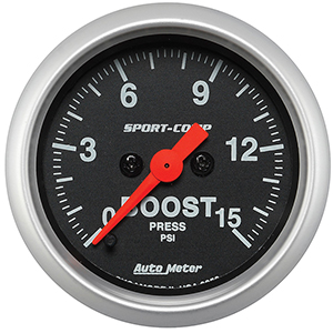 AutoMeter 3350 Sport-Comp Electrical 2-1/16" Boost Gauge, 0-15 PSI