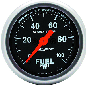 AutoMeter 3363 Sport-Comp Electrical 2-1/16" Fuel Pressure Gauge, 0-100 PSI