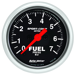 AutoMeter 3363-M Sport-Comp Electrical 2-1/16" Fuel Pressure Gauge, 0-7 Bar