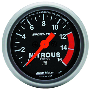 AutoMeter 3374 Sport-Comp Electrical 2-1/16" Nitrous Pressure Gauge, 0-1600 PSI