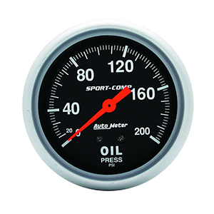 AutoMeter 3422 Sport-Comp Mechanical 2-5/8" Oil Pressure Gauge, 0-200 PSI