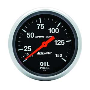 AutoMeter 3423 Sport-Comp Mechanical 2-5/8" Oil Pressure Gauge, 0-150 PSI