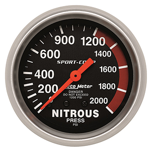 AutoMeter 3428 Sport-Comp Mechanical 2-5/8" Nitrous Pressure Gauge, 0-2000 PSI