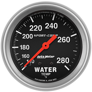 AutoMeter 3431 Sport-Comp Mechanical 2-5/8" Water Temperature Gauge, 140-280 F