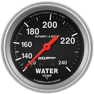 AutoMeter 3432 Sport-Comp Mechanical 2-5/8" Water Temperature Gauge, 120-240 F