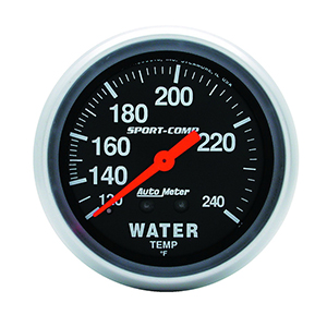 AutoMeter 3433 Sport-Comp Mechanical 2-5/8" Water Temperature Gauge, 120-240 F