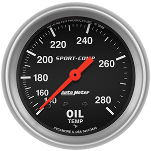 AutoMeter 3441 Sport-Comp Mechanical 2-5/8" Oil Temperature Gauge, 140-280 F