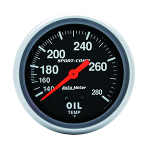 AutoMeter 3443 Sport-Comp Mechanical 2-5/8" Oil Temperature Gauge, 140-280 F