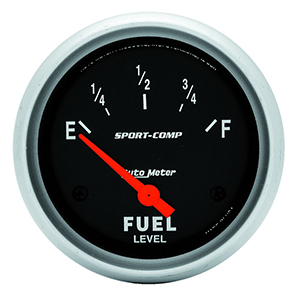 AutoMeter 3514 Sport-Comp Electrical 2-5/8" Fuel Level Gauge, 0-90 Ohms, SSE