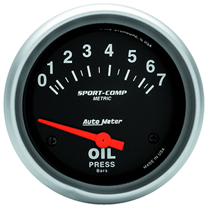 AutoMeter 3522-M Sport-Comp Electrical 2-5/8" Oil Pressure Gauge, 0-7 Bar