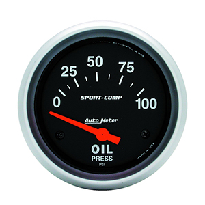 AutoMeter 3522 Sport-Comp Electrical 2-5/8" Oil Pressure Gauge, 0-100 PSI