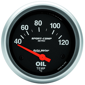AutoMeter 3542-M Sport-Comp Electrical 2-5/8" Oil Temperature Gauge, 40-120 C