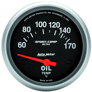 AutoMeter 3543-M Sport-Comp Electrical 2-5/8" Oil Temperature Gauge, 60-170 C