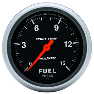AutoMeter 3561 Sport-Comp Electrical 2-5/8" Fuel Pressure Gauge, 0-15 PSI