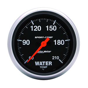 AutoMeter 3569 Sport-Comp Electrical 2-5/8" Water Temperature Gauge, 60-210 F