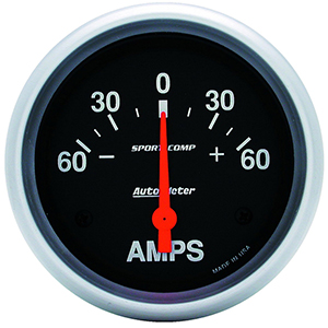 AutoMeter 3586 Sport-Comp Electrical 2-5/8" Ammeter Gauge, 60-0-60 Amps