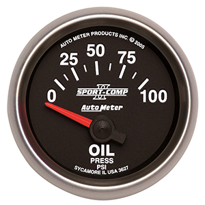 AutoMeter 3627 Sport-Comp II Electrical 2-1/16" Oil Pressure Gauge, 0-100 PSI