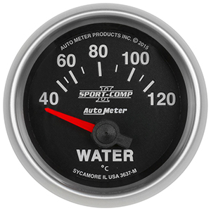 AutoMeter 3637-M Sport-Comp II Electrical 2-1/16" Water Temperature Gauge, 40-120 C