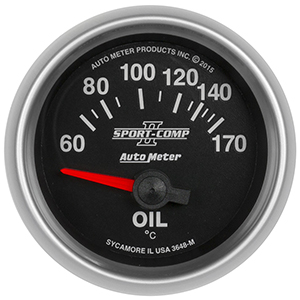 AutoMeter 3648-M Sport-Comp II Electrical 2-1/16" Oil Temperature Gauge, 60-170 C