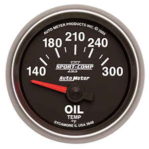 AutoMeter 3648 Sport-Comp II Electrical 2-1/16" Oil Temperature Gauge, 140-300 F