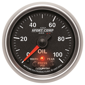 AutoMeter 3652 Sport-Comp II Electrical 2-1/16" Oil Pressure Gauge, 0-100 PSI