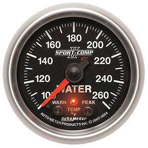 AutoMeter 3654 Sport-Comp II Electrical 2-1/16" Water Temperature Gauge, 100-260 F