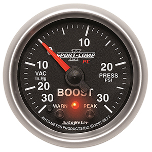 AutoMeter 3677 Sport-Comp II Electrical 2-1/16" Boost / Vacuum Gauge, 30 HG/30 PSI