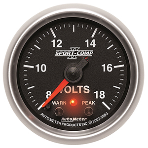AutoMeter 3683 Sport-Comp II Electrical 2-1/16" Voltmeter Gauge, 8-18V